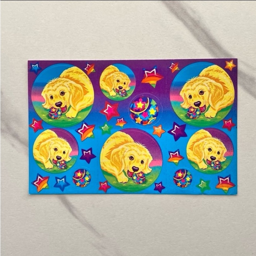 VTG Lisa Frank Casey puppy playtime 1/2 sticker sheet